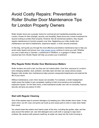 Avoid Costly Repairs_ Preventative Roller Shutter Door Maintenance Tips for London Property Owners