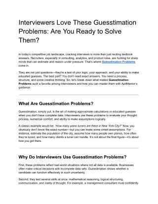 Interviewers Love These Guesstimation Problems_ Are You Ready to Solve Them