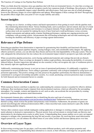 The Function of Coatings in Gas Pipeline Corrosion Defense