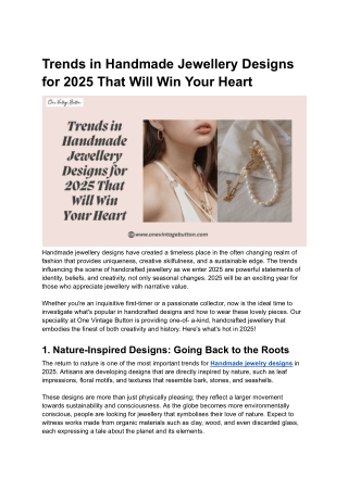 2025 Trends in Handmade Jewelry Designs