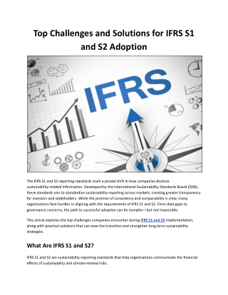 Top Challenges and Solutions for IFRS S1 and S2 Adoption