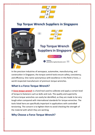 Top Torque Wrench Suppliers in Singapore