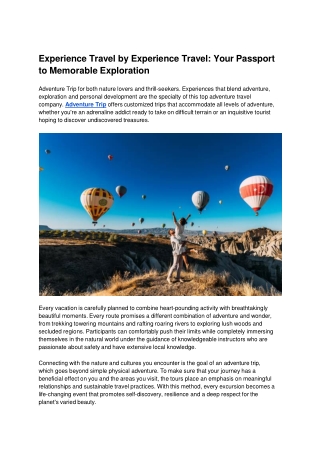Experience Travel by Experience Travel_ Your Passport to Memorable Exploration