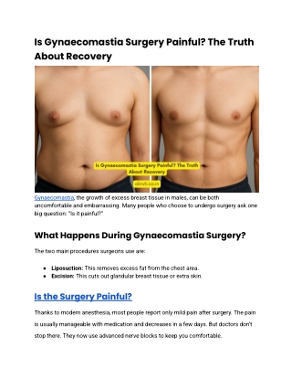Is Gynaecomastia Surgery Painful? The Truth About Recovery
