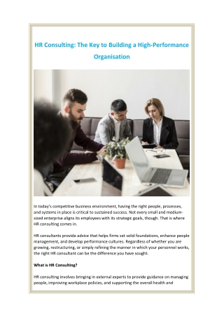 HR Consulting The Key to Building a High-Performance Organisation