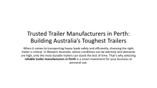 Trusted Trailer Manufacturers in Perth Building Australia’s Toughest Trailers