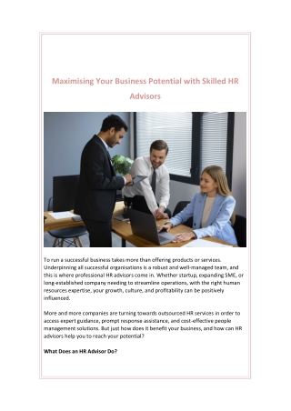 Maximising Your Business Potential with Skilled HR Advisors