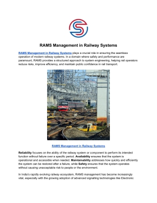 RAMS Management in Railway Systems