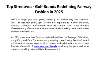 Top Streetwear Golf Brands Redefining Fairway Fashion in