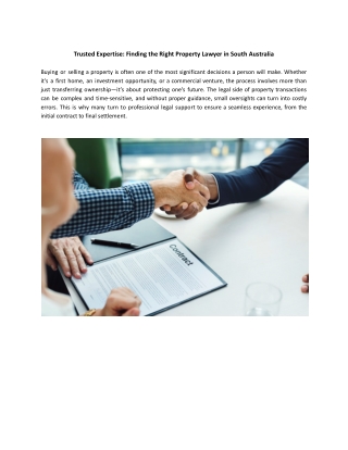 Trusted Expertise: Finding the Right Property Lawyer in South Australia