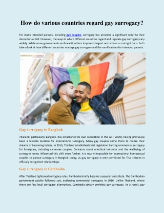 How do various countries regard gay surrogacy
