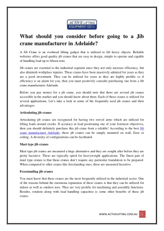 What steps should you take before visiting a Jib crane manufacturer in Adelaide?