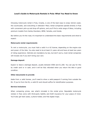 Local’s Guide to Motorcycle Rentals in Pula_ What You Need to Know