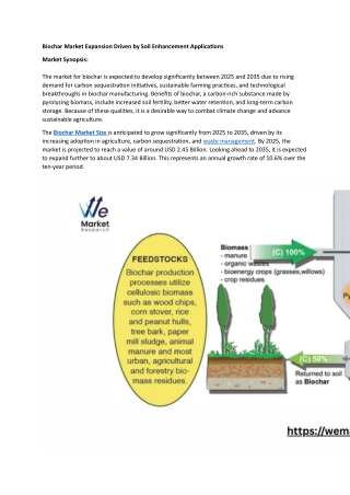 Biochar Market Expansion Driven by Soil Enhancement Applications