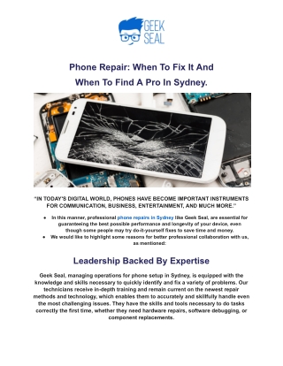 Phone Repair: When To Fix It And When To Find A Pro In Sydney.