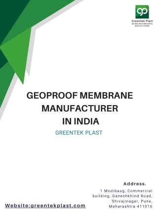 Geoproof Membrane  Manufacturer  in India