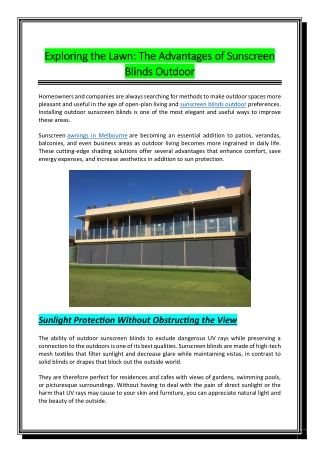 Exploring the Lawn The Advantages of Sunscreen Blinds Outdoor