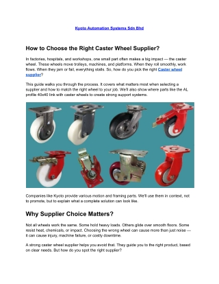 How to Choose the Right Caster Wheel Supplier.