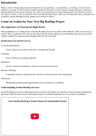 Count on Avalon for Your Next Big Roofing Project