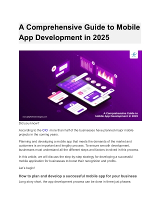 A Comprehensive Guide to Mobile App Development in 2025