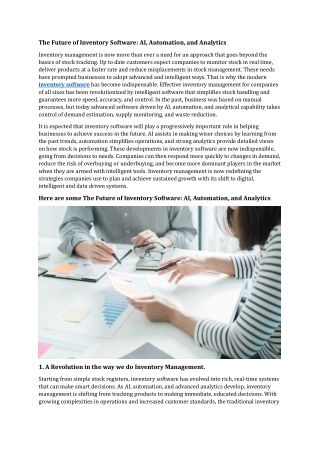 The Future of Inventory Software AI, Automation, and Analytics