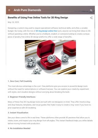 Benefits of Using Free Online Tools for 3D Ring Design