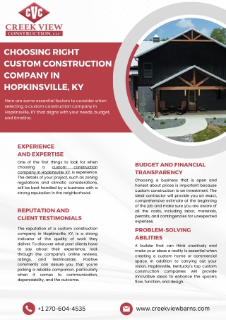 How to Choose Right Custom Construction Company in Hopkinsville KY