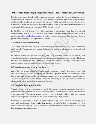 Why Video Marketing Brings Better ROI Than Traditional Advertising