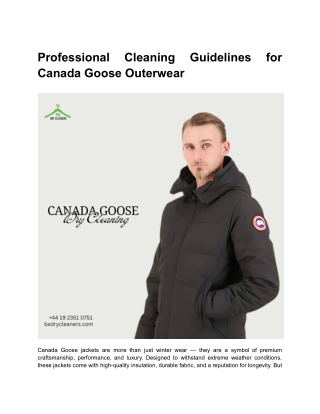 Professional Cleaning Guidelines for Canada Goose Outerwear