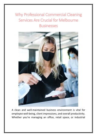 Why Professional Commercial Cleaning Services Are Crucial for Melbourne Businesses