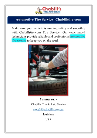 Automotive Tire Service | Chabillstire.com