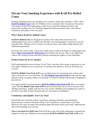 Elevate Your Smoking Experience with KAII Pre Rolled Cones-compressed