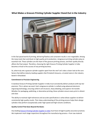 What Makes a Gravure Printing Cylinder Supplier Stand Out in the Industry