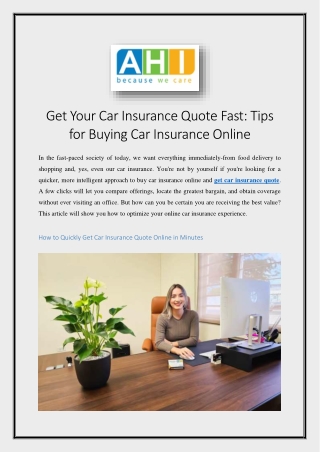 Get Your Car Insurance Quote Fast Tips for Buying Car Insurance Online