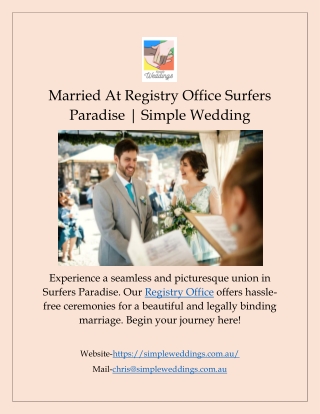 Married At Registry Office Surfers Paradise