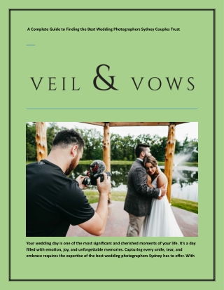 A Complete Guide to Finding the Best Wedding Photographers Sydney Couples Trust
