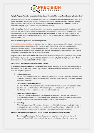 Why Is Regular Termite Inspection in Adelaide Essential for Long-Term Property Protection