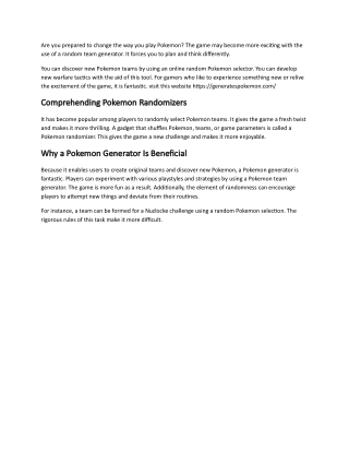 Random Pokemon Generator