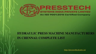 Hydraulic Press Machine Manufacturers in Chennai: Complete List