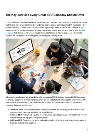 The Key Services Every Great SEO Company Should Offer