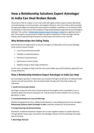 How a Relationship Solutions Expert Astrologer in India Can Heal Broken Bonds