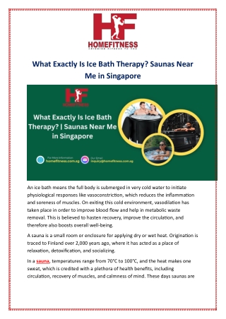 What Exactly Is Ice Bath Therapy? Saunas Near Me in Singapore