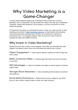 Why Video Marketing is a Game-Changer