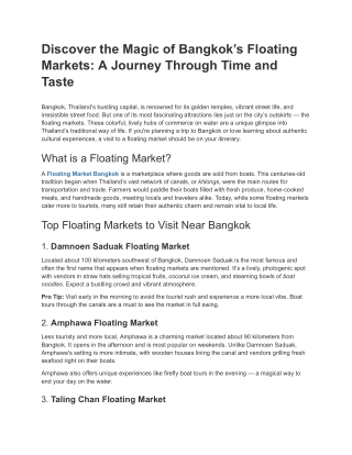 Floating Markets of Bangkok