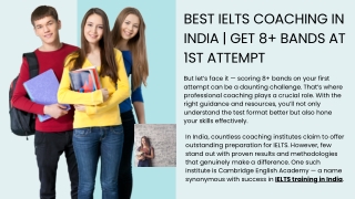 Best IELTS Coaching in India  Get 8  Bands at 1st attempt