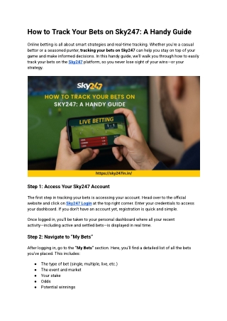 How to Track Your Bets on Sky247_ A Handy Guide