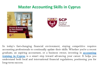 Master Accounting Skills in Cyprus