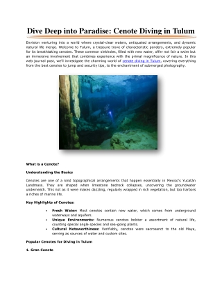 Dive Deep into Paradise: Cenote Diving in Tulum