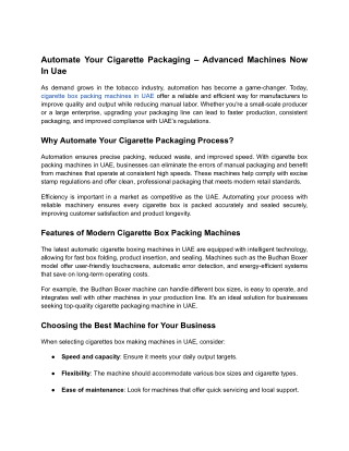 Automate Your Cigarette Packaging – Advanced Machines Now In Uae - Google Docs