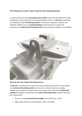 Create Custom Manufacturing Parts Quickly with Fixie 3D’s 3d Printing Service